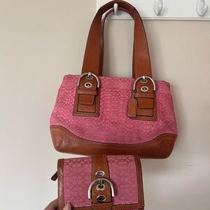 Pink and Brown Coach Women's Bag Set 2000s 10927
